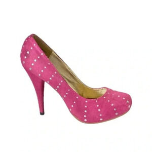 PRIVILEGED | Pink Suede Studs Embellished Round Toe Platform High Heels Size 10